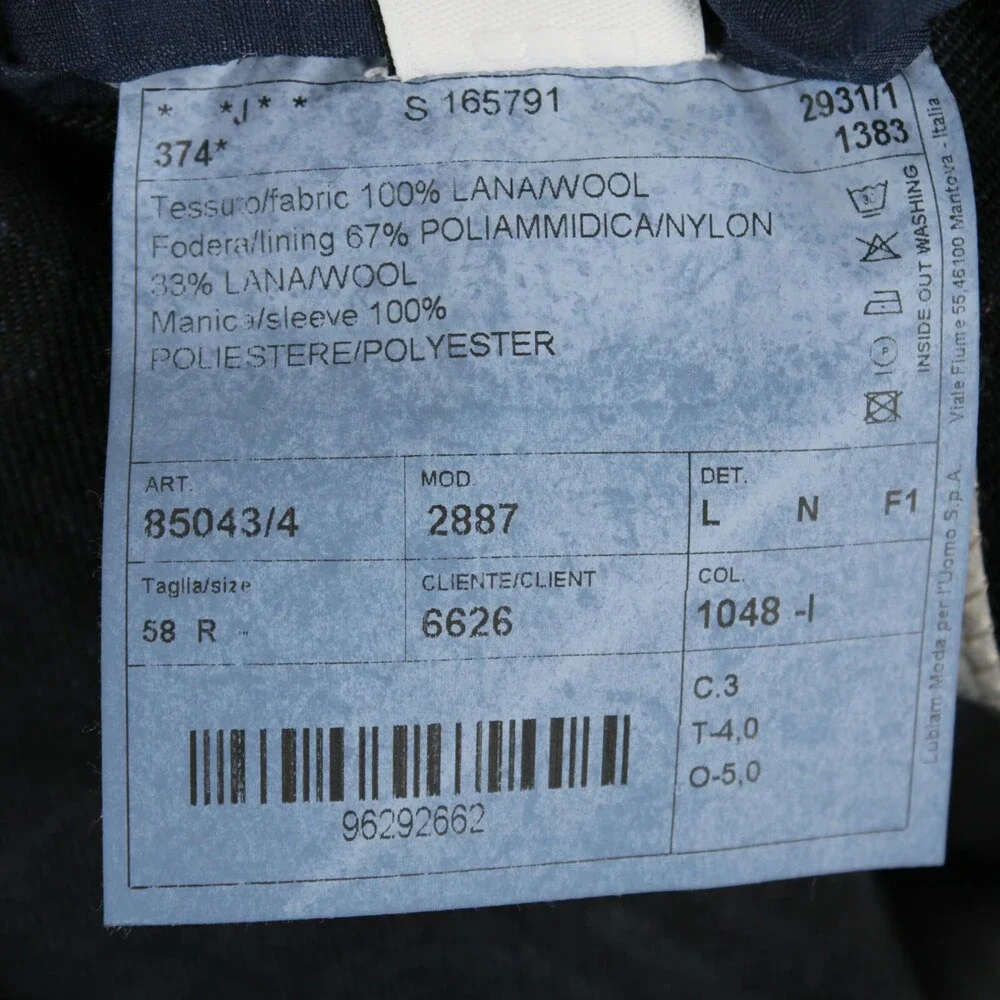 L.B.M. 1911 NWT 100% Wool Sport Coat Size 58R US 48R in Blue/Black Plaid